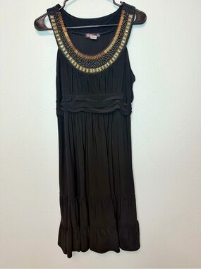 Volume One Womens Black Embellished Maxi Dress XL Sleeveless Formal Evening